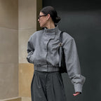 Damen Modische Oversized Jacke mit hohem Kragen und innovativem Design R&B