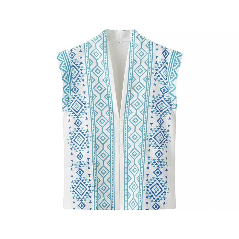 Damen modisches Hemdblusentop mit aufregendem geometrischem Print R&B