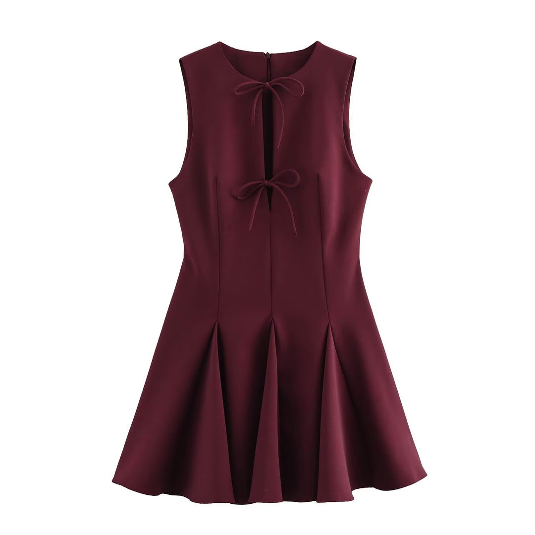 Damen ärmelloses A-Linien Kleid mit elegantem Knoten-Detail R&B