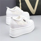 Damen Plateau Sneakers mit atmungsaktivem Netzdesign und rutschfester Sohle
