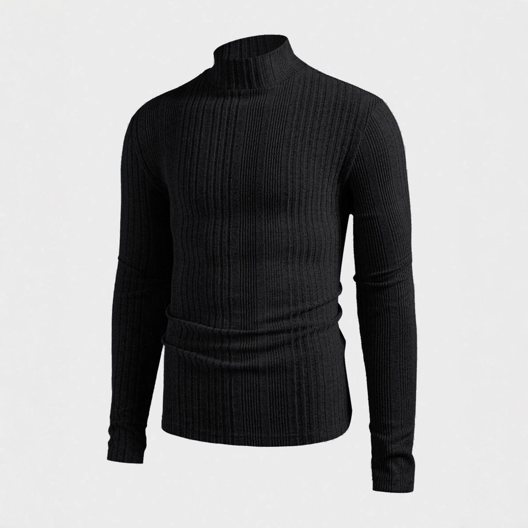 Herren Strickpullover mit hohem Kragen und Rippstruktur R&B