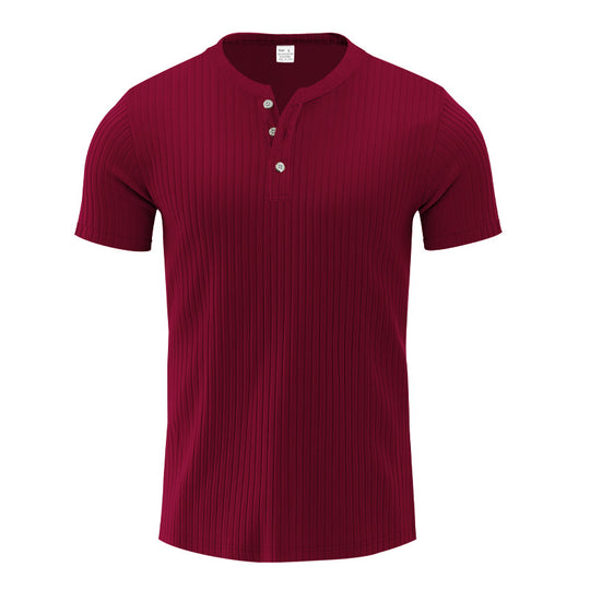 Herren Kurzarm-Henley-T-Shirt mit strukturiertem Design R&B