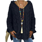 Damen Kapuzenpullover mit Zopfmuster und weitem Schnitt R&B