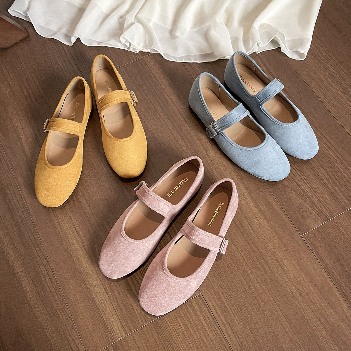 Damen Ballerinas mit modischem Riemchen und eleganter Schnallenverzierung