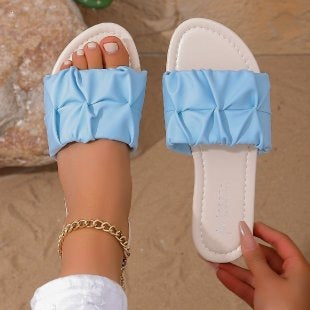 Damen Komfortable Riemchen-Sandalen mit modischem Falten-Design R&B
