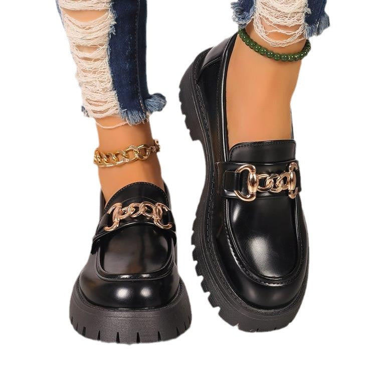 Damen Loafer aus Leder mit komfortabler Plateau-Sohle und dekorativer Ketten-Applikation R&B