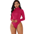 Damen Eleganter Langarmbody mit hohen Kragen R&B