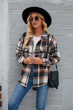 Damen Karottenjacke im lässigen Oversized-Stil mit kontrastierenden Karomustern R&B