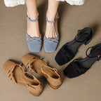 Damen Elegante Ballerinas mit geflochtener Struktur und verstellbarem Riemen R&B