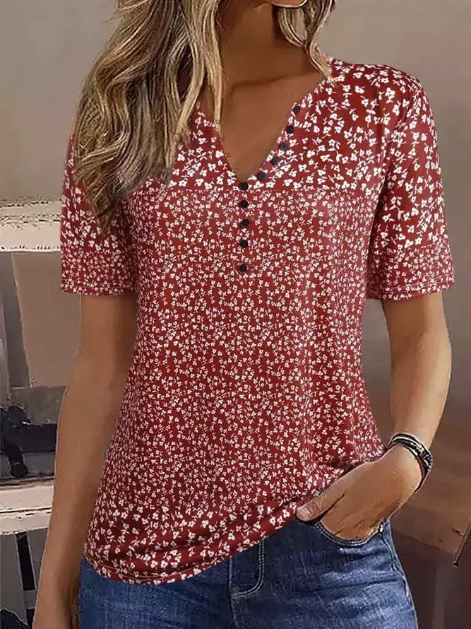 Damen Kurzarmbluse mit floralem Muster R&B