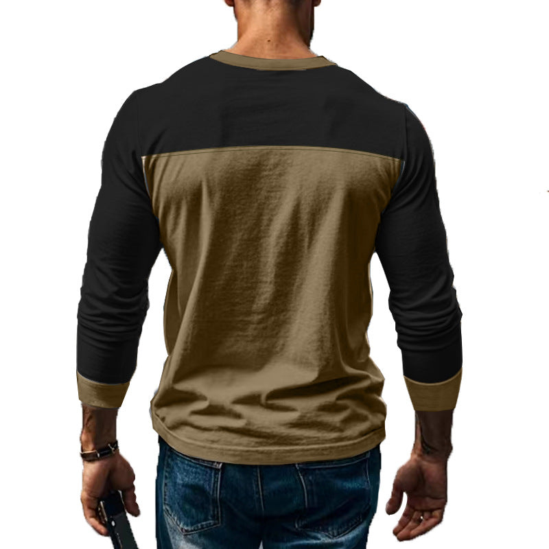 Herren nan funktionales Henley-Langarmshirt mit Raglanärmeln, verstärkter Knopfleiste und tailliertem Schnitt R&B