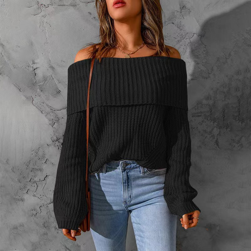 Damen Off-Shoulder Strickpullover R&B