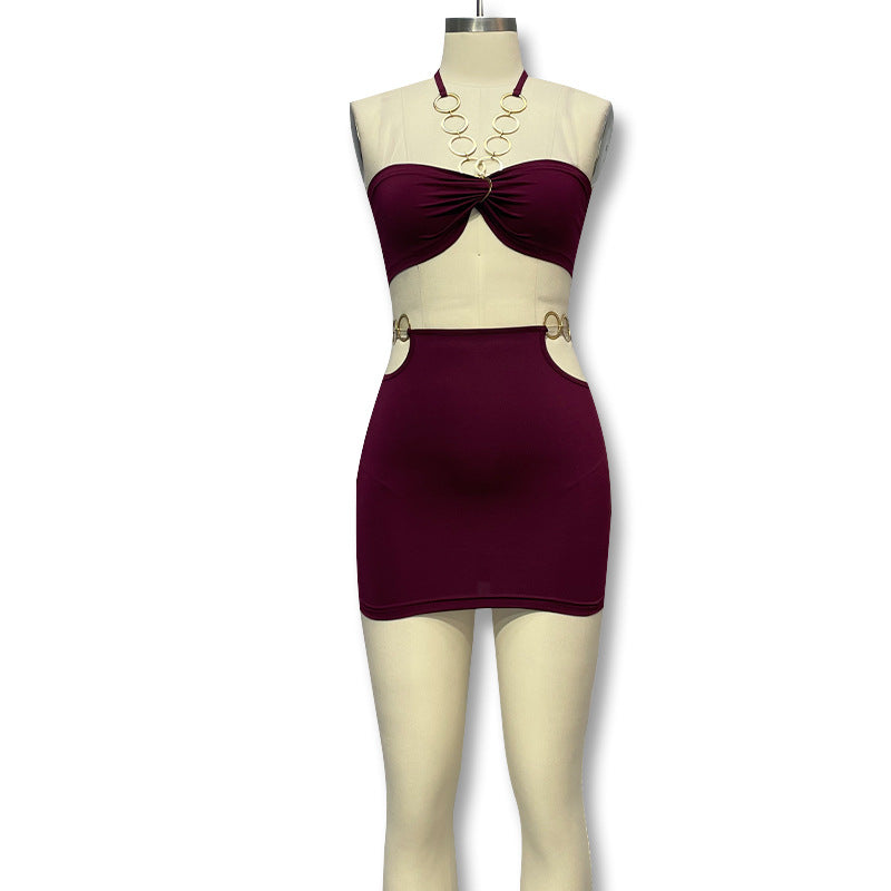 Damen Buntes Bandeau-Minikleid mit seitlichen Cut-Outs und verführerischem Design R&B