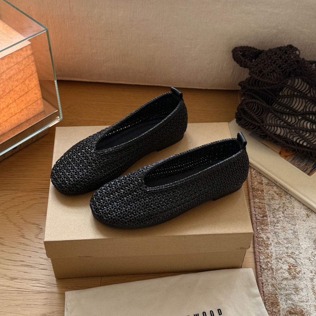 Damen Komfortable Slip-On Ballerinas mit modischem Flechtmuster R&B