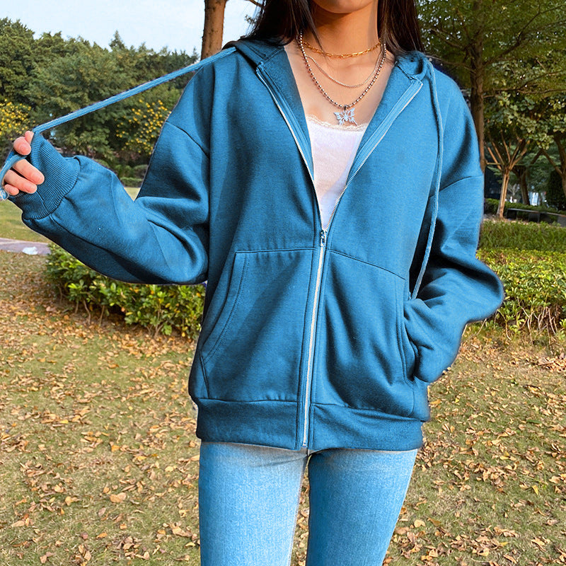 Damen Freizeit Übergroße Zip-Up Hoodie R&B