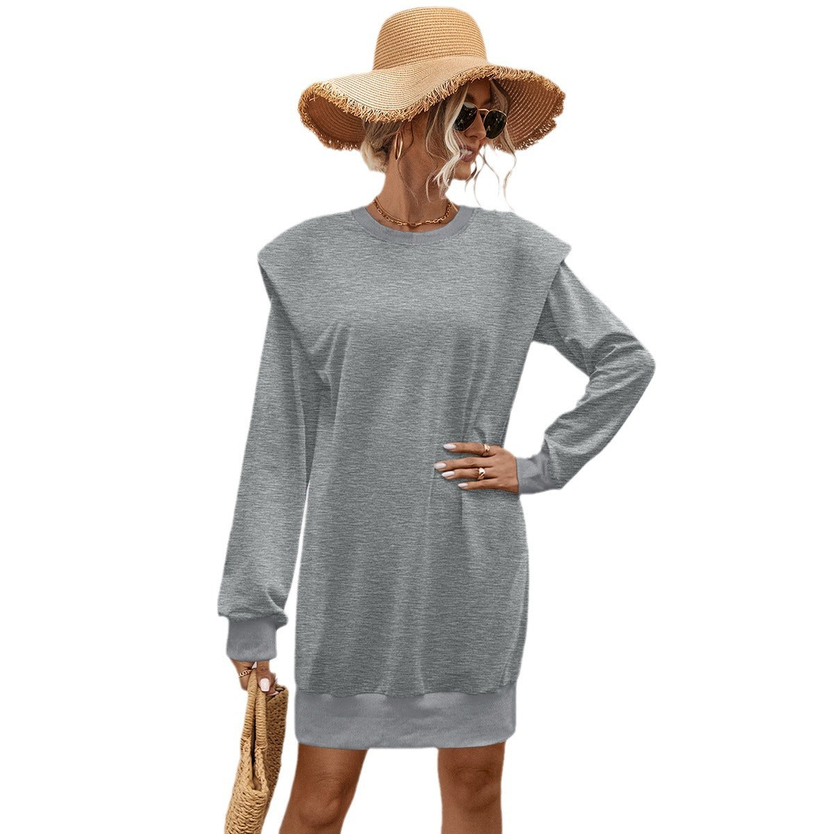 Damen Sweatkleid mit lässigem Schnitt und oversized Schultern R&B
