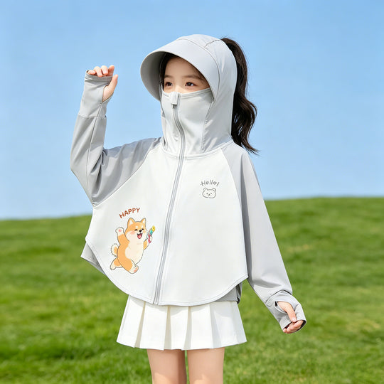 Kinder Sonnenschutzjacke mit Kapuze und atmungsaktivem Stoff R&B