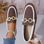 Damen modische Slipper mit elegantem Goldverzierungsdetail R&B