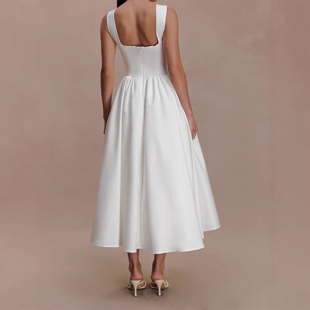 Damen Elegantes Midikleid mit femininen A-Linien-Rock R&B