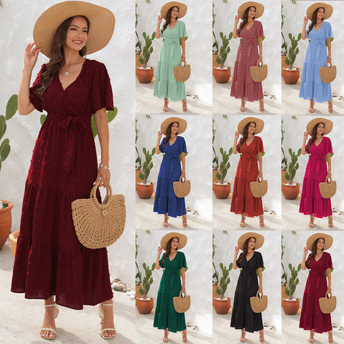 Damen Maxikleid mit fließendem Schnitt und femininem Wickeldesign R&B