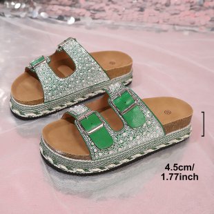 Damen Komfortable Zehentrenner-Sandalen mit Glitzer-Applikation und verstellbaren Riemchen R&B