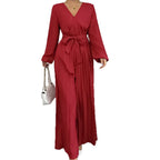 Damen Eleganter Jumpsuit mit taillierbarem Gürtel und plissiertem Schnitt R&B