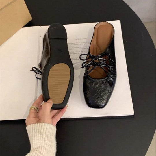 Damen Stylische Riemchen Mules mit dekorativem Schnürdetail R&B