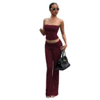 Damen Sportliches Cropped Oberteil mit hoher Taille und weit geschnittenen Hosen R&B