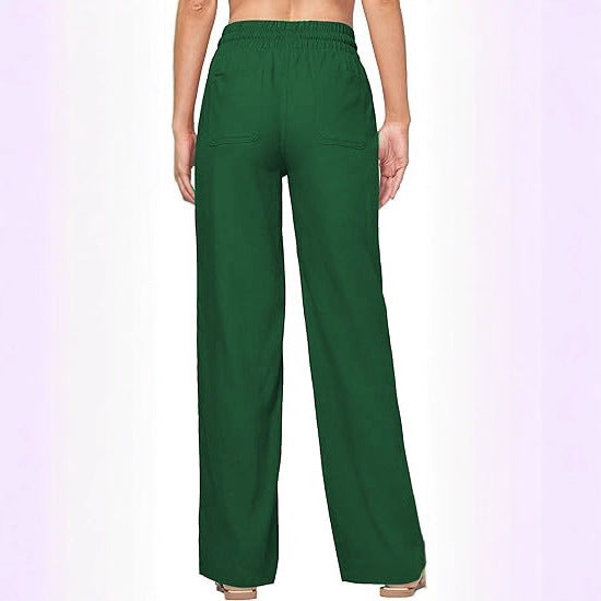 Damen nan weite Loungewear-Hose mit hohem Elastikbund Kordelzug Seitentaschen und legerer Palazzo-Passform R&B