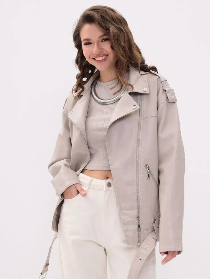 Damen modische Bikerjacke mit innovativen Details R&B