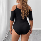Damen Körperbetontes Oberteil mit Off-Shoulder Design R&B