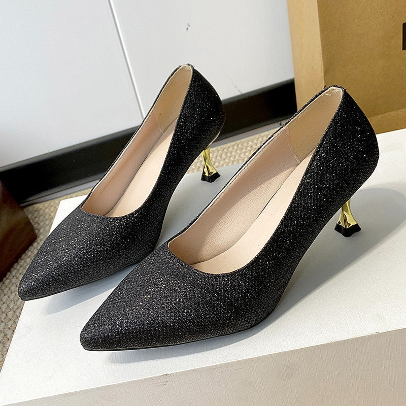 Damen Elegante Pumps mit funkelndem Akzent und geschwungenem Absatz R&B