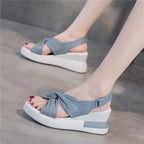 Damen Wedge-Sandalen mit modischem Knoten-Design und flexiblem Fußbett R&B