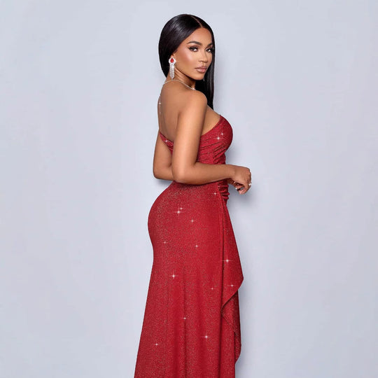 Damen Glamouröses Cocktailkleid mit schimmernden Details und seitlichem Schlitz R&B