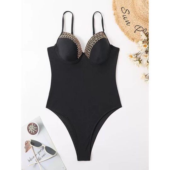 Damen Einteiler Badeanzug mit eleganten Überwurf-Details R&B