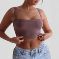 Damen Crop-Top mit quadratischem Ausschnitt und elastischem Material R&B