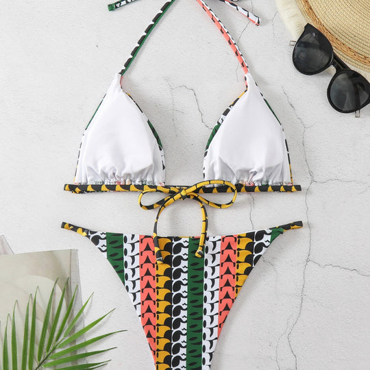Damen Triangel-Bikini mit modischem Muster R&B