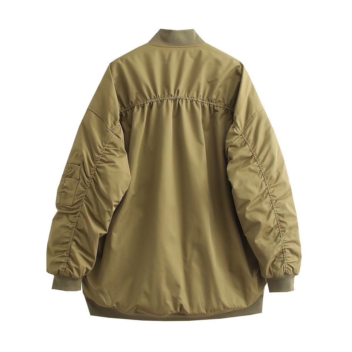 Damen modische Oversized Bomberjacke mit funktionalen Taschen und sportlichem Design R&B