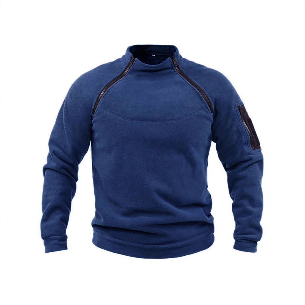 Herren Thermo-Fleecepullover mit hochschließendem Kragen und praktischen Taschen R&B