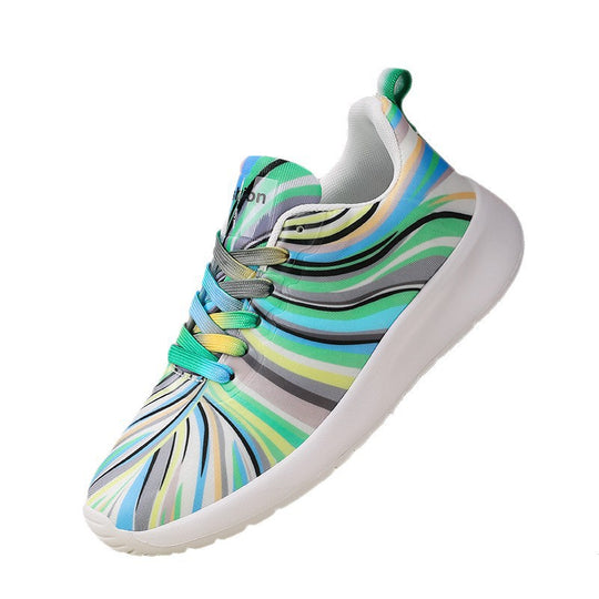 Damen Sportliche Sneakers mit buntem Wellenmuster R&B