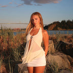 Damen lässiges Haltertop mit transparentem Chiffon und eleganter Applikation EB