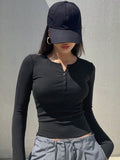 Damen Langarmshirt mit Knopfleiste R&B