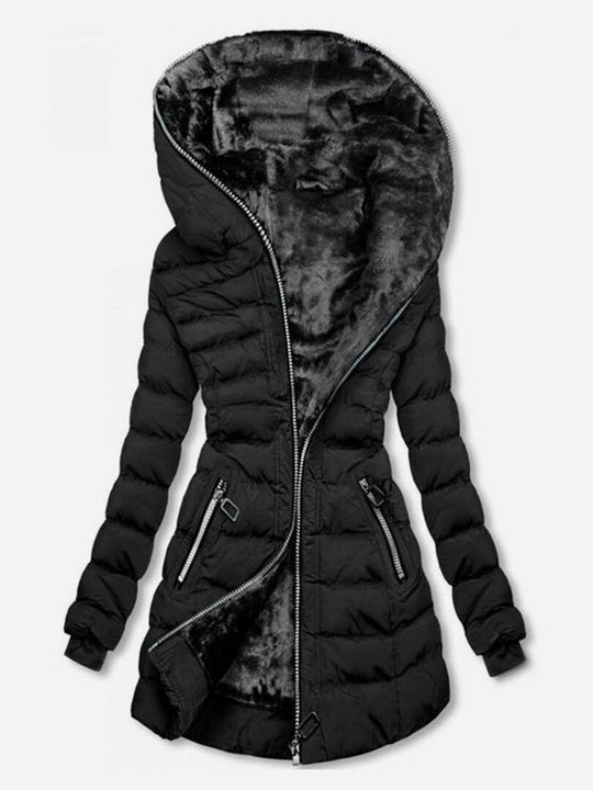 Damen gefütterte Winterjacke mit hohem Kragen und stilvollen Reißverschlusstaschen R&B