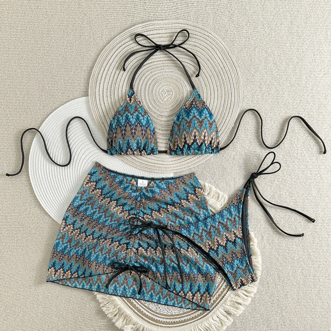 Damen Triangel-Bikini-Set mit verspieltem Wickelrock R&B