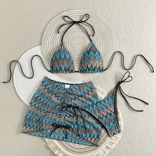 Damen Triangel-Bikini-Set mit verspieltem Wickelrock R&B