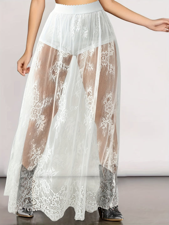 Damen Elegante Spitzen-Maxiröcke mit hohem Bund R&B