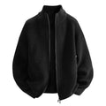 Damen modische Strickjacke mit hohem Kragen und Reißverschluss R&B