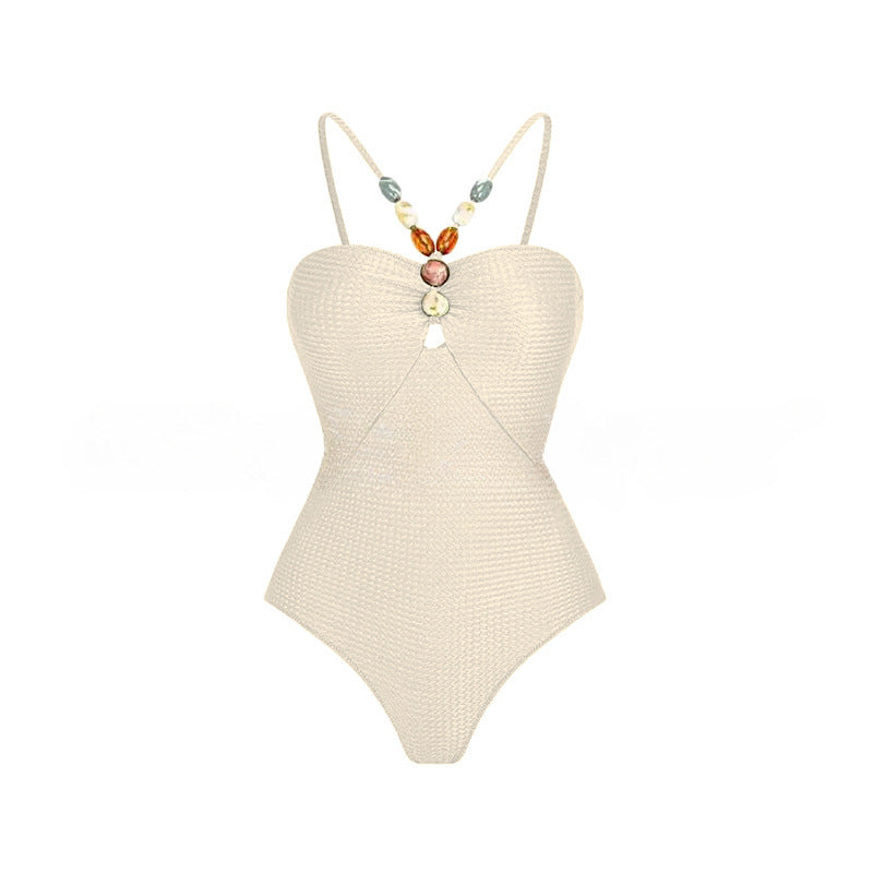 Damen Einteiliger Badeanzug mit modischen Schmuckdetails R&B