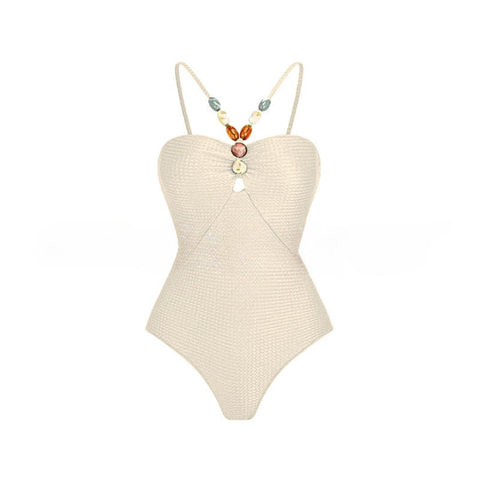 Damen Einteiliger Badeanzug mit modischen Schmuckdetails R&B