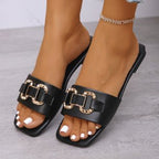 Damen Elegante Slip-On Sandalen mit dekorativer Schnalle R&B